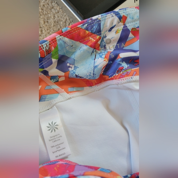 Athleta Women's Kaleidoscope Sonar Capri Cropped Legging Tight White Multi Color - Picture 11 of 11